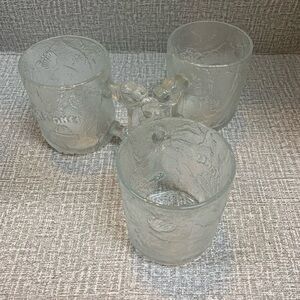 Flintstones McDonald's Vintage Glass Mug Cup Set of 3